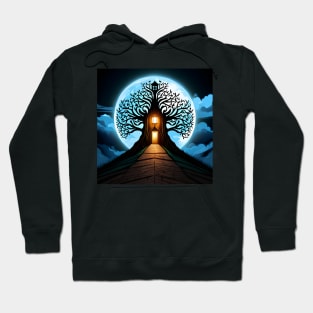 The Gothic Tree of Darkness against the Full Moon Hoodie